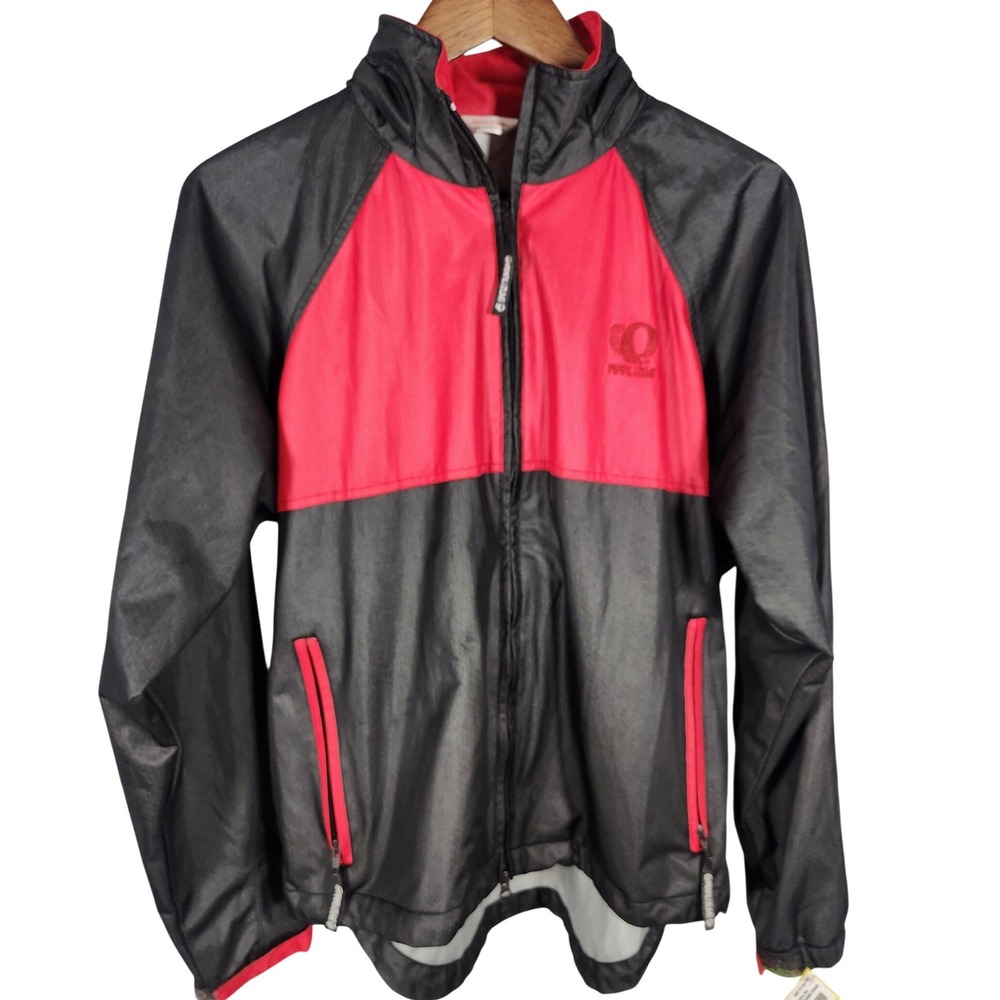 Pearl Izumi Mens Black Red Activent Jacket Zip Arm Vents with Hood Size Medium